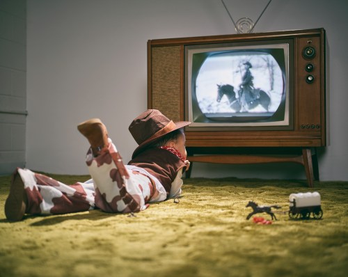 Vintage TV and Little Boy Cowboy