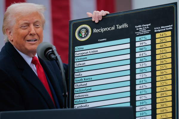 President Donald Trump speaks during his Liberation Day announcement event in the Rose Garden at the White House on April 2, 2025, in Washington, D.C. (Photo by Chip Somodevilla/Getty Images)