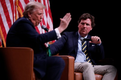 Republican Presidential Candidate Donald Trump Participates In Fireside Chat With Tucker Carlson
