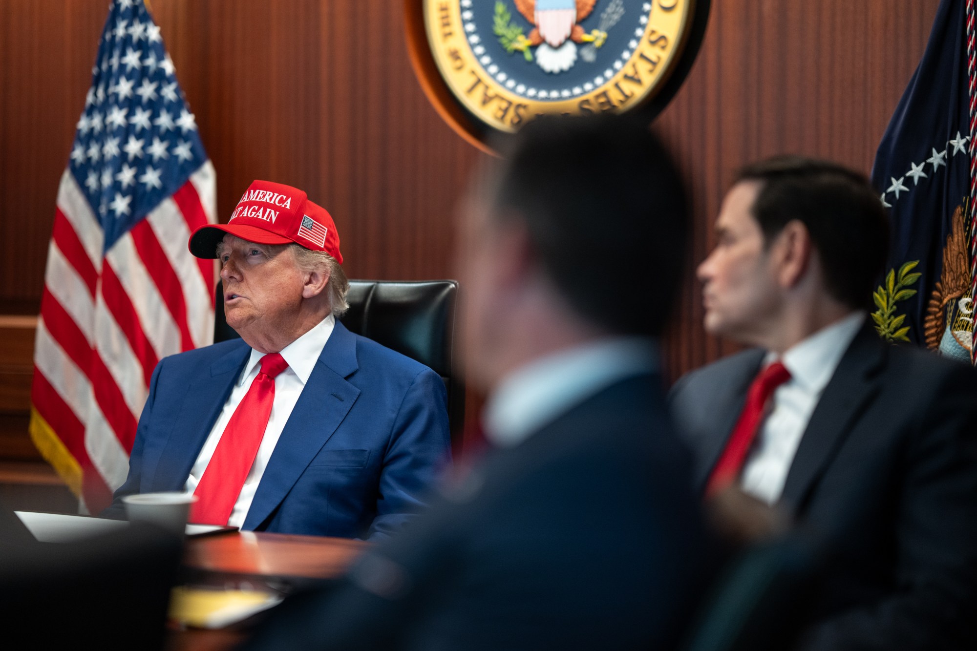 President Trump In The Situation Room During Strike on Iran