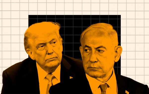 Illustration by Noah Hickey/The Dispatch. (Photograph of Donald Trump by  Anna Moneymaker/Getty Images. Photograph of Benjamin Netanyahu/Getty Images.) 
