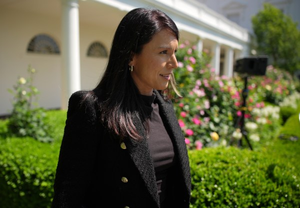Director of National Intelligence Tulsi Gabbard arrives for a National Day of Prayer event hosted by President Donald Trump in the Rose Garden at the White House on May 1, 2025 in Washington, D.C.  (Photo by Andrew Harnik/Getty Images)