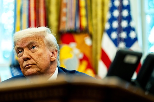 President Donald Trump speaks to the press in the Oval Office of the White House on June 10, 2025.  (Photo by Demetrius Freeman/The Washington Post via Getty Images)