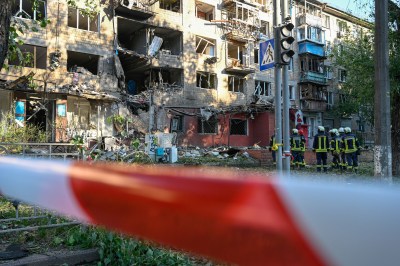 Aftermath of Russian shelling of Kyiv