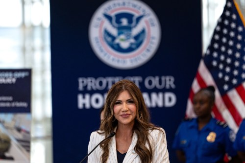 DHS Secretary Noem Holds Press Conference On TSA Security Checks At Reagan Airport