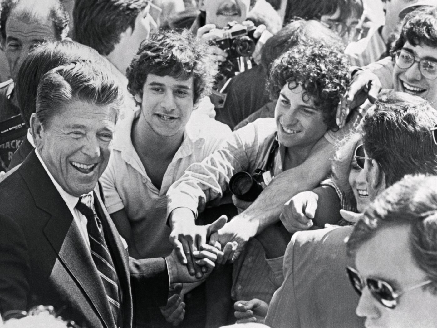 Ronald Reagan Surrounded by Admirers