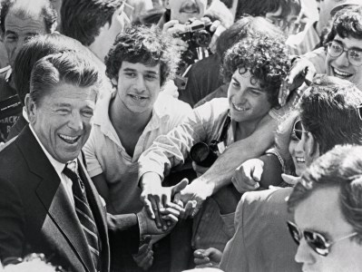 Ronald Reagan Surrounded by Admirers