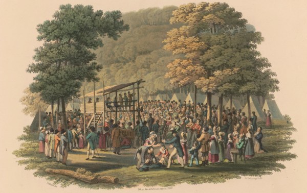 Camp meeting of Methodists in North America, circa 1819. (Photo by Fine Art Images/Heritage Images/Getty Images))