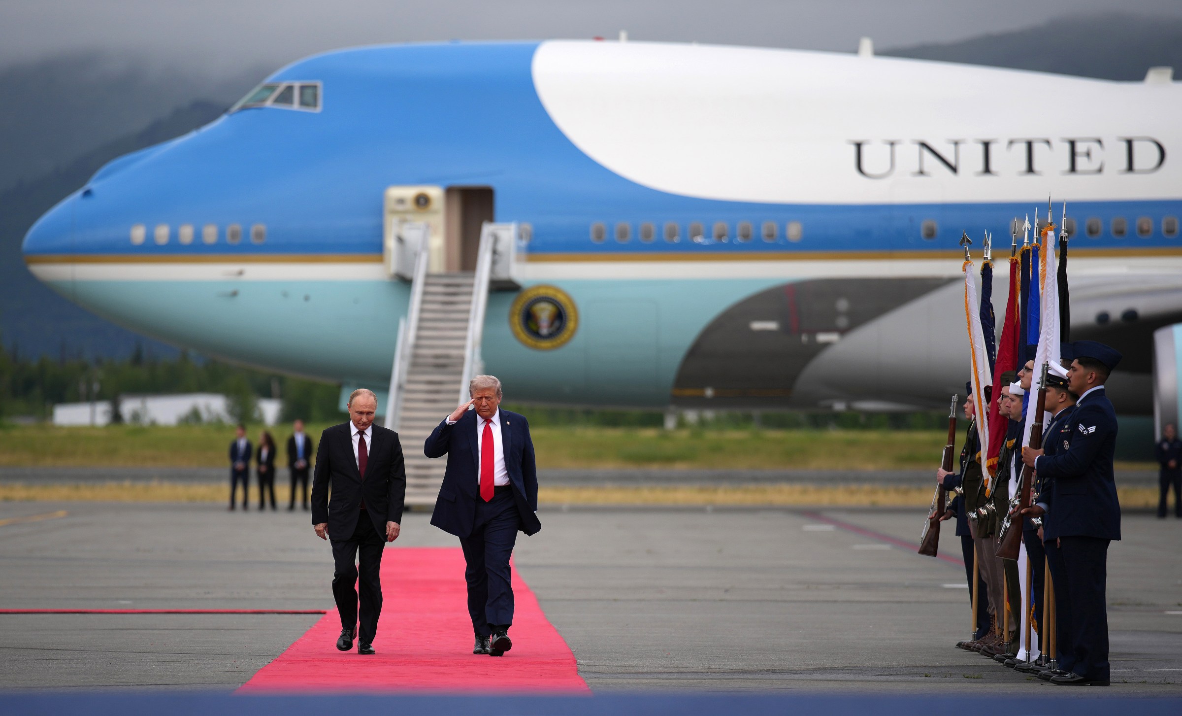 U.S. President Trump And Russian  President Putin Meet On War In Ukraine At U.S. Air Base In Alaska