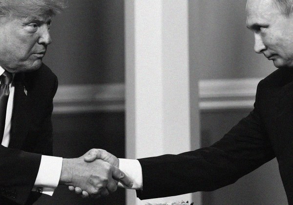 President Donald Trump and Russian President Vladimir Putin shake hands ahead a meeting in Helsinki, on July 16, 2018. (Photo by Brendan Smialowski/AFP/Getty Images)
