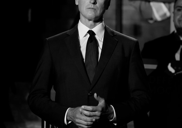Gov. Gavin Newsom was in Los Angeles to announce an effort to quickly redraw the state's congressional districts at the Japanese American Museum in Los Angeles on Thursday, Aug. 14, 2025.  (Allen J. Schaben / Los Angeles Times via Getty Images)