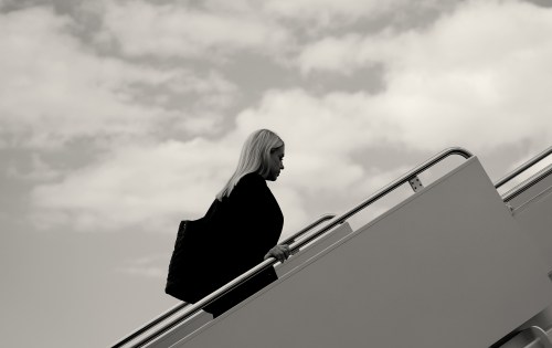 Attorney General Pam Bondi boards Air Force One on September 11, 2025 at Joint Base Andrews, Maryland. (Photo by Kevin Dietsch/Getty Images)