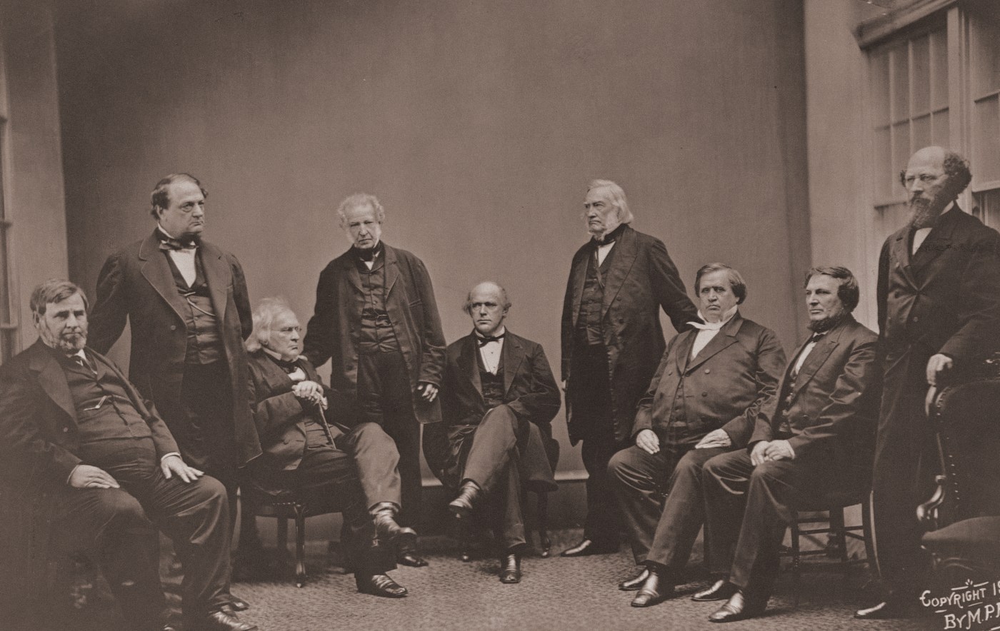 A portrait of the Chief and Associate Justices of the Supreme Court in 1865. (Photo by Mathew B. Brady/Library of Congress/Corbis/VCG via Getty Images)