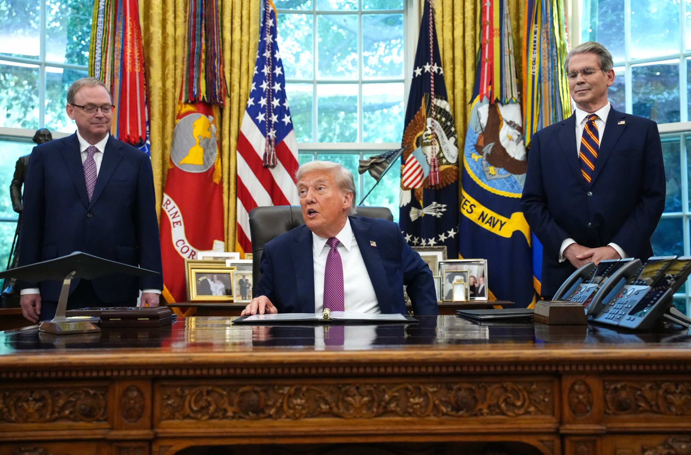 President Trump Makes An Announcement And Signs Executive Order From The Oval Office