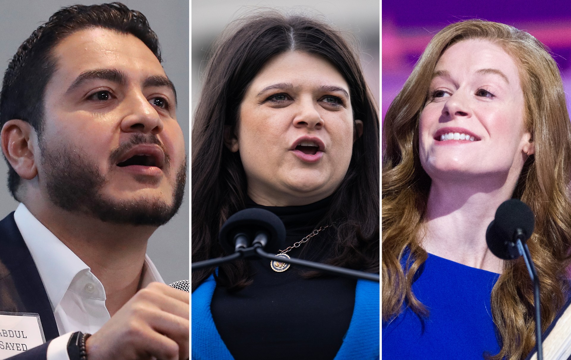 Candidates in the Michigan Democratic Senate primary next year include (from left) Abdul El-Sayed, a former public health official; fourth-term Rep. Haley Stevens; and state Sen. Mallory McMorrow (El-Sayed photo by Chip Somodevilla/Getty Images, Stevens photo by Tom Williams/CQ-Roll Call via Getty Images, and McMorrow photo by Jacek Boczarski/Anadolu via Getty Images).