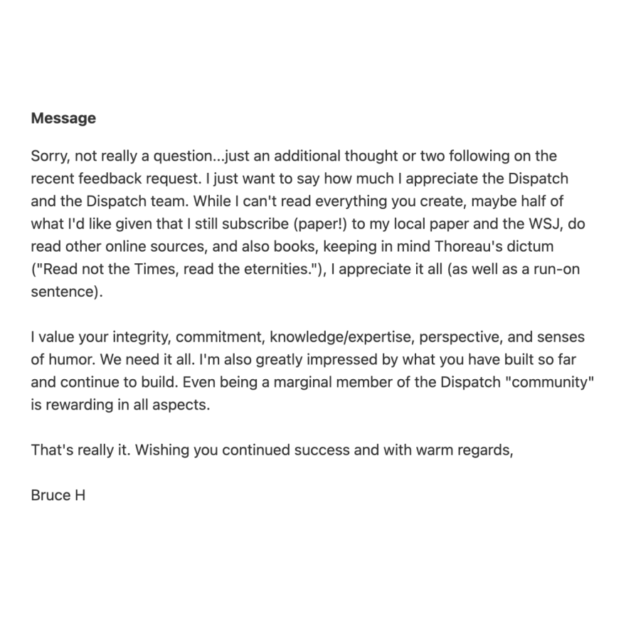 A screenshot of a message