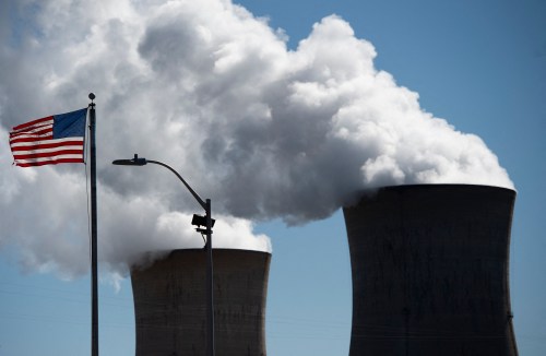 Steam rises out of the nuclear plant on Three Mile Island in Middletown, Pennsylvania. (Photo by ANDREW CABALLERO-REYNOLDS/AFP via Getty Images)