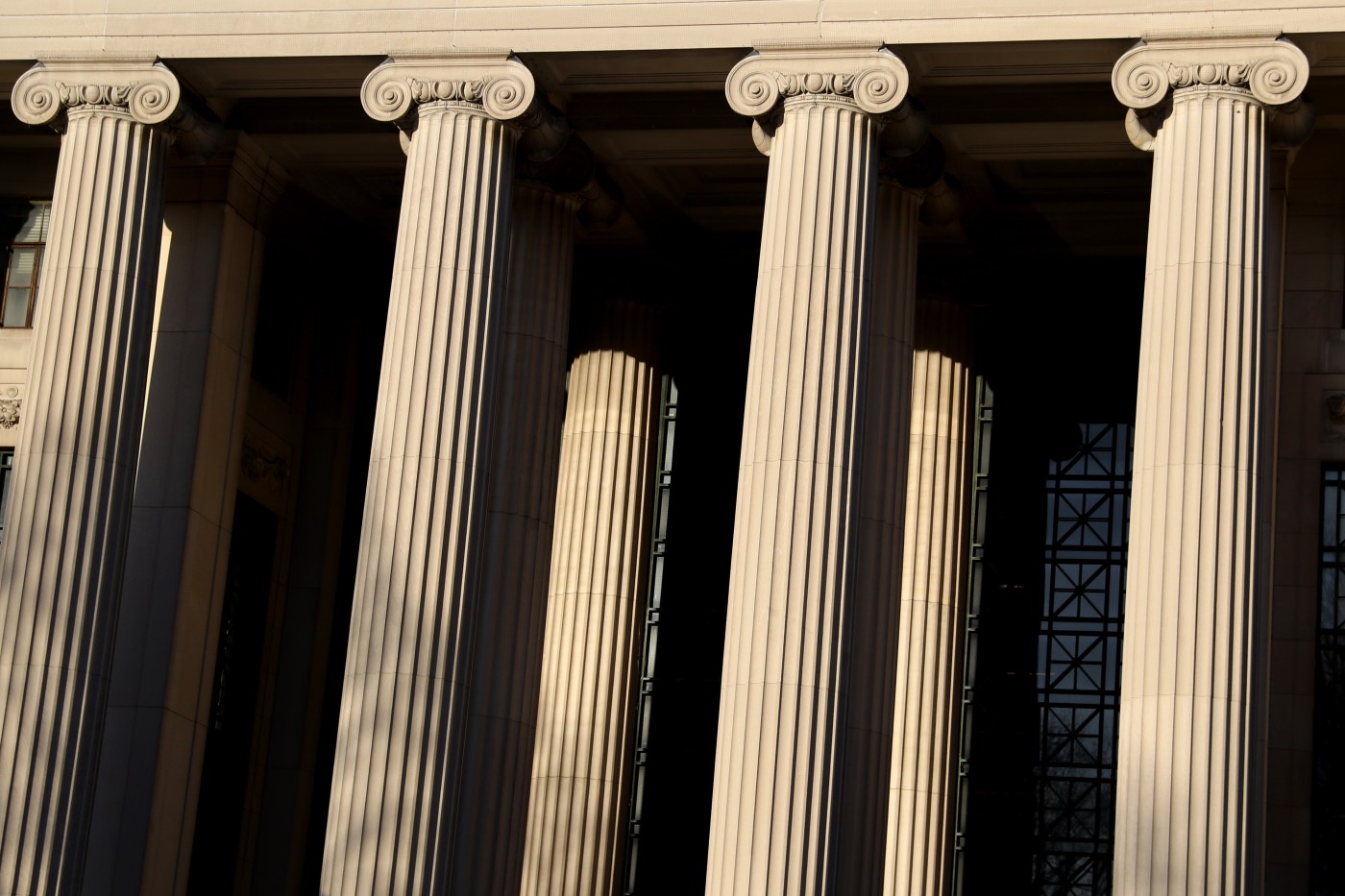 A group of pillars on a building