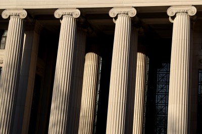 A group of pillars on a building