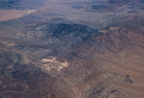 An aerial view of a mountain range
