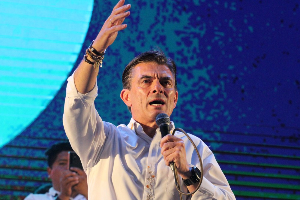 A man holding a microphone