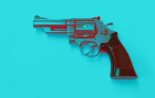 A gun on a blue background