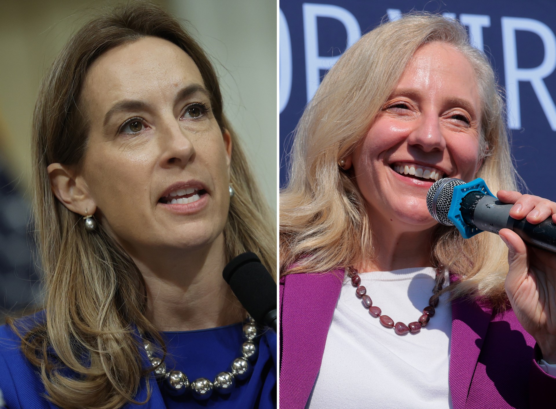 Rep. Mikie Sherrill (left) and former Rep. Abigail Spanberger (right). Photo illustration by Noah Hickey/The Dispatch.