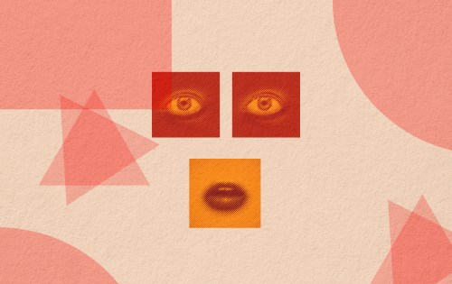 A close up of eyes and lips