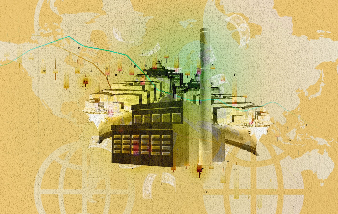 A factory with a smokestack