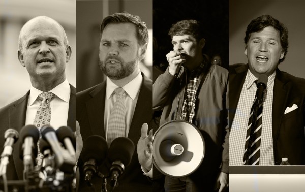 A collage of men in suits