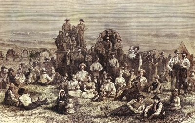 A Latter-day Saints encampment in the desert. (Sepia Times/Universal Images Group via Getty Images)