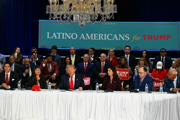 President Donald Trump speaks during a roundtable discussion with Latino community leaders at Trump National Doral Miami resort in Miami, Florida, on October 22, 2024. (Photo by CHANDAN KHANNA/AFP via Getty Images)