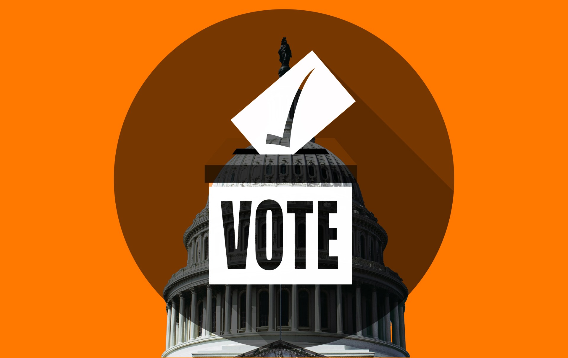 A white building with a check mark on top