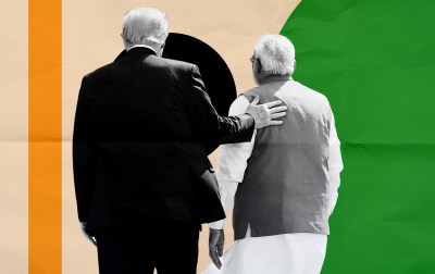 Two men walking towards each other