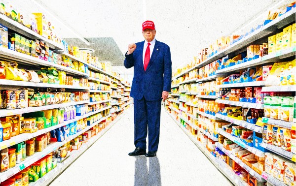A man in a suit and tie standing in a store
