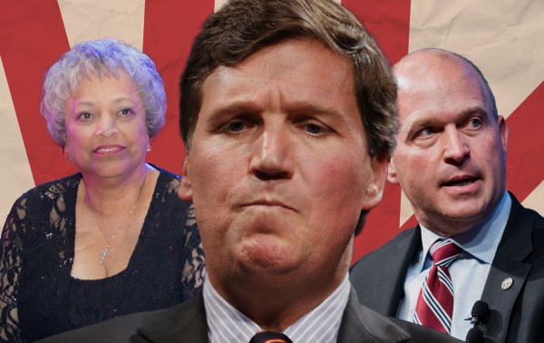 Illustration by Noah Hickey/The Dispatch (Photos of Kay Coles James, Tucker Carlson, and Kevin Roberts via Getty Images).